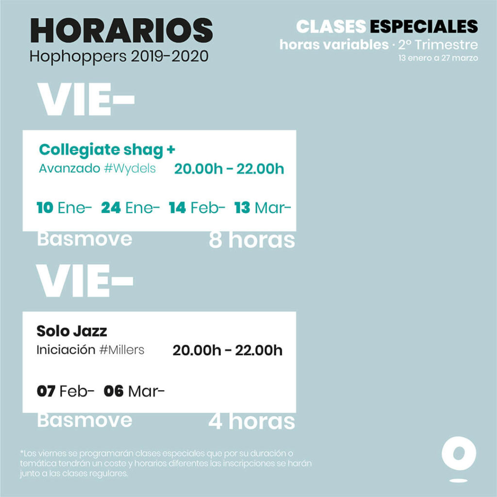 Horarios Hophop Swing Granada 2º Trimestre Clases Especiales