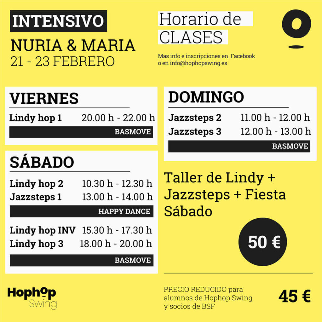 Hophop Swing HORARIOS-INTENSIVO-Maria y Nuria en Granada